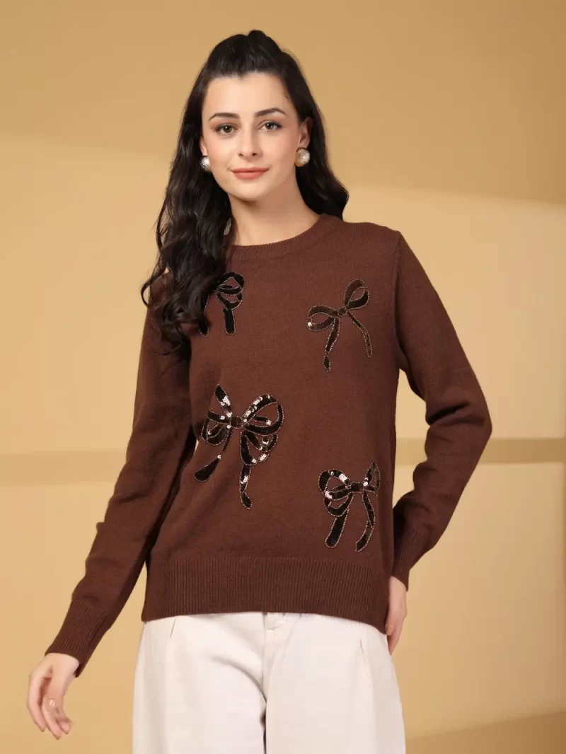 Women Round Neck Embroidered Top