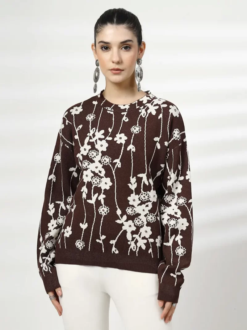 Women Floral Printed Woolen Top