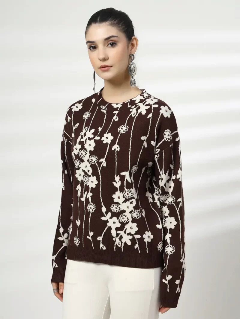 Women Floral Printed Woolen Top