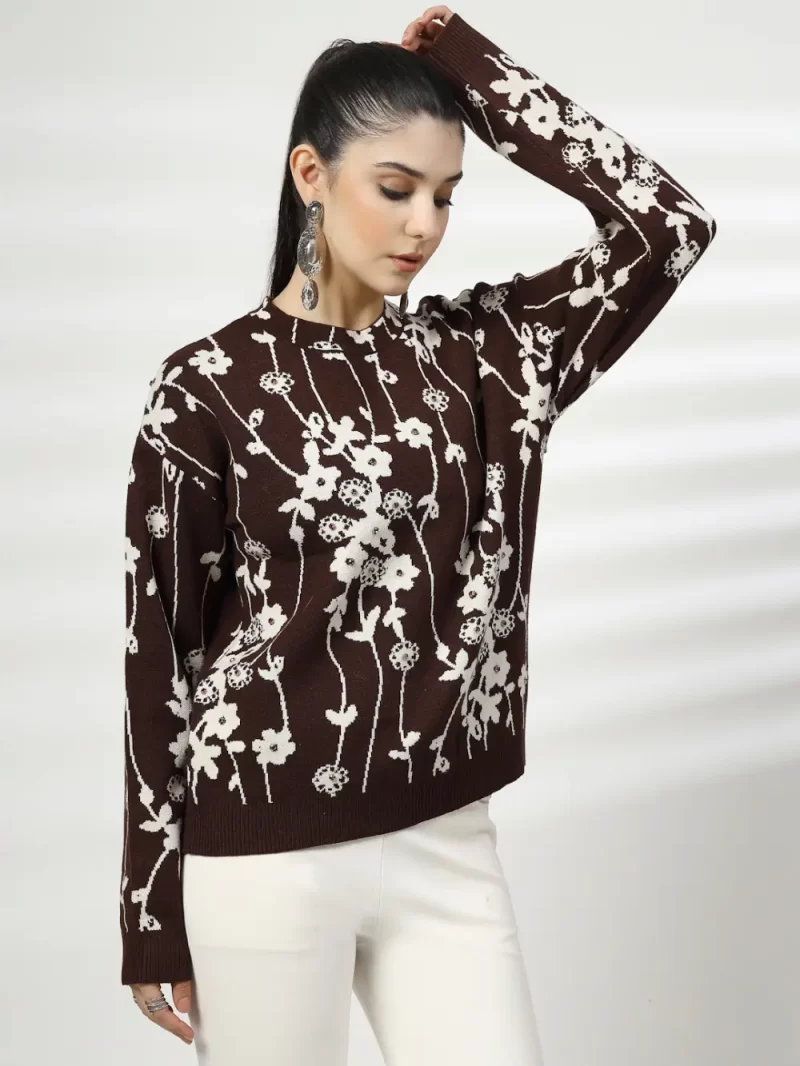Women Floral Printed Woolen Top