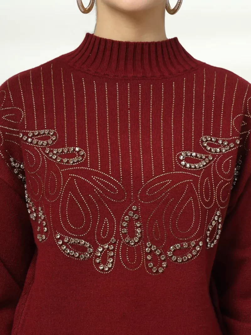 Women Floral Embellished Woolen Top