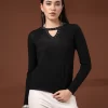 Women Solid V-Neck Top