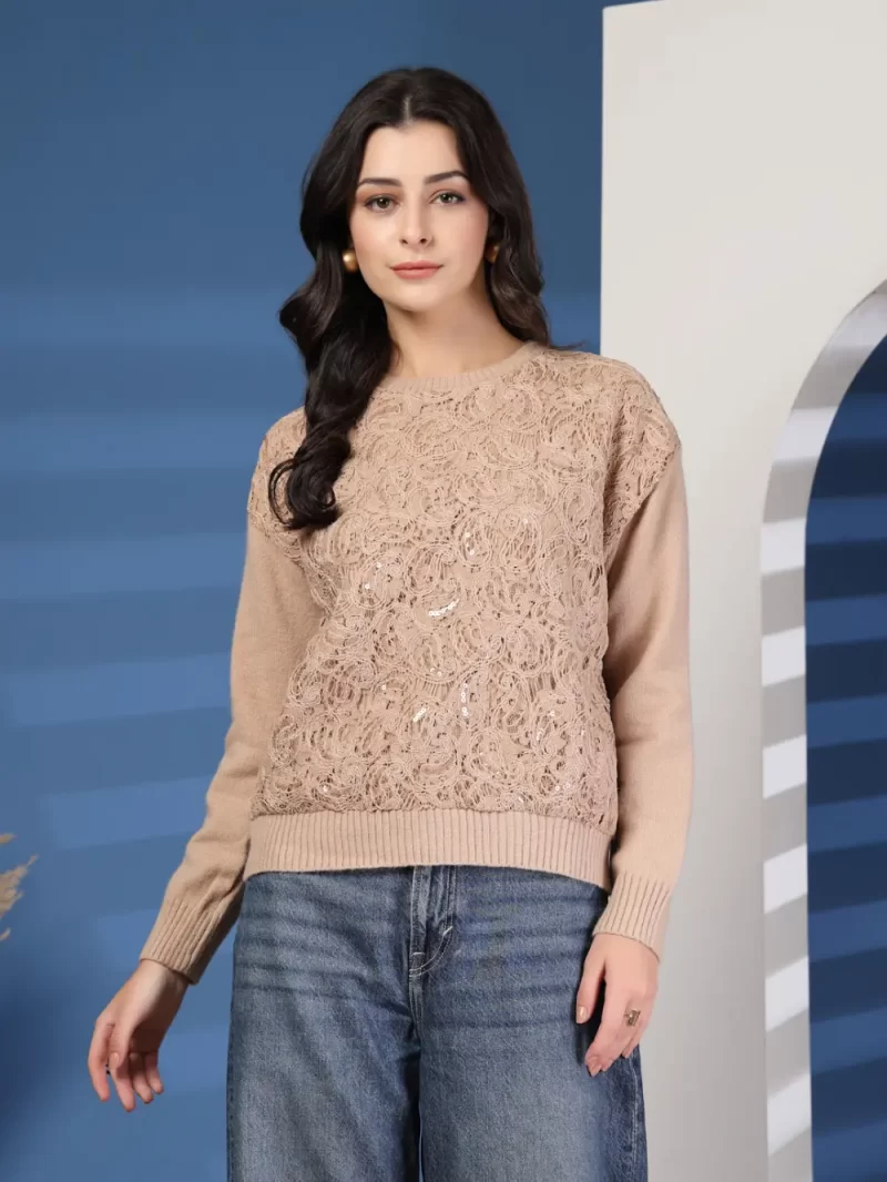 Women Embellished Pullover Sweaters