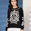 Women Embroidered Ethnic Motifs Round Neck Top