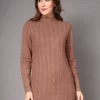 Women Cable Knit Longline Wool Top