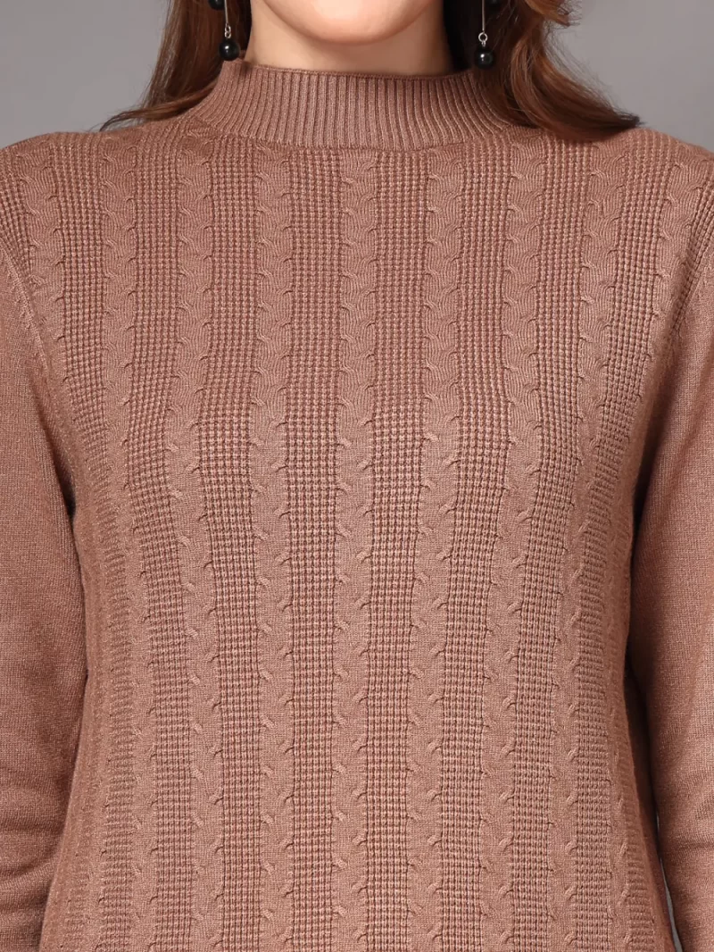 Women Cable Knit Longline Wool Top