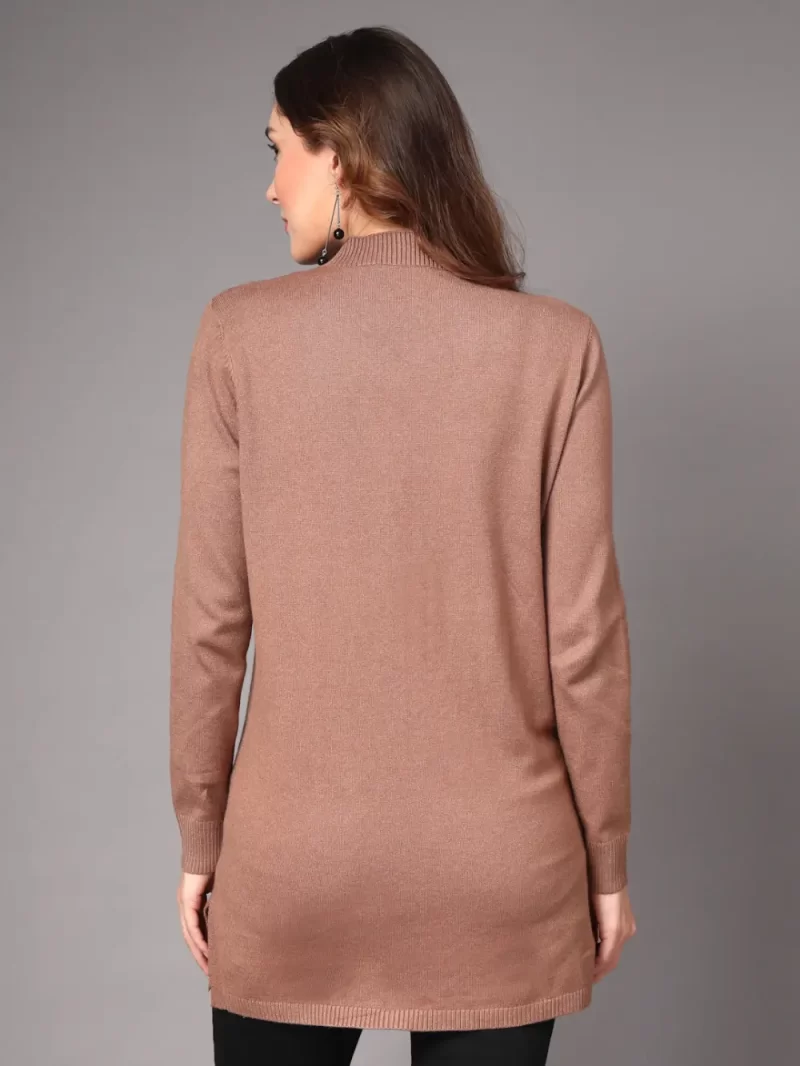 Women Cable Knit Longline Wool Top