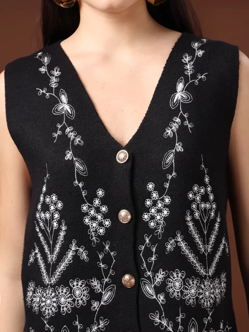 Floral Embroidered V Neck Top