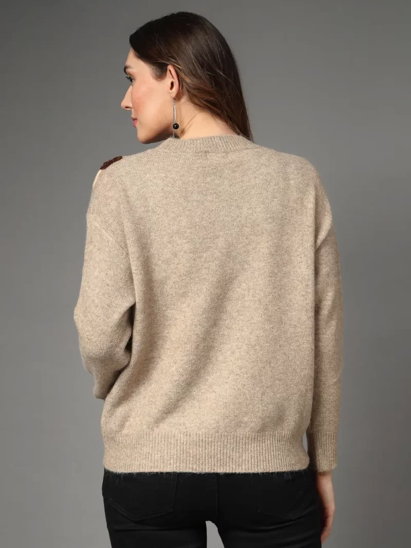 Women Cable Knit Embroidered Top