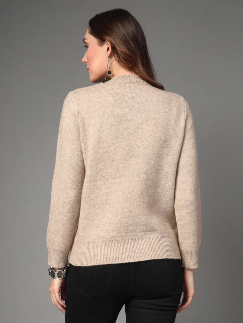 Women Cable Knit Embroidered Top