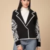 Women Lapel Collar Acrylic Cardigan With Top