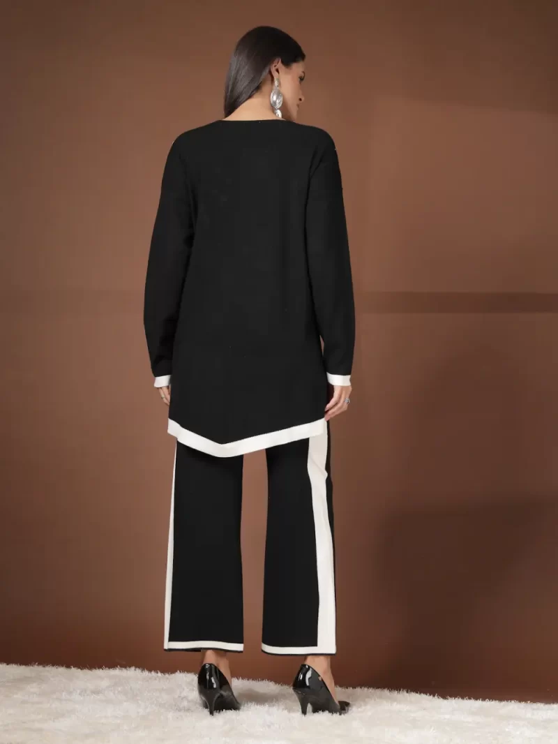 Black Luxe Winter Coord Set - Set Of Top And Pants