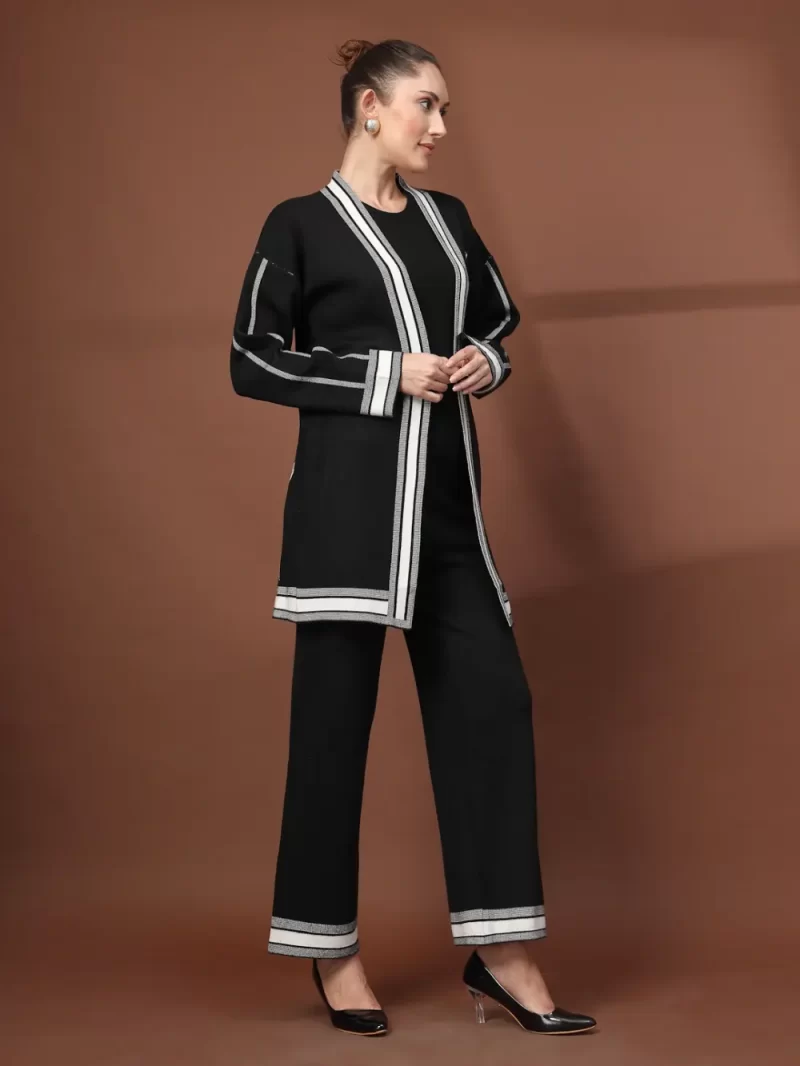 Women High Neck Long Sleeves Top Shrug With Trousers