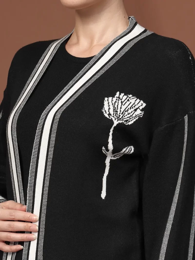 Women High Neck Long Sleeves Top Shrug With Trousers