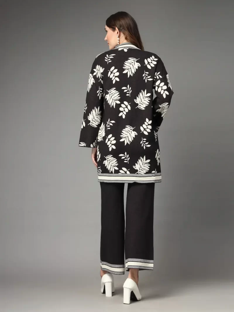 Women Round Neck Long Sleeves Top Shrug With Trousers