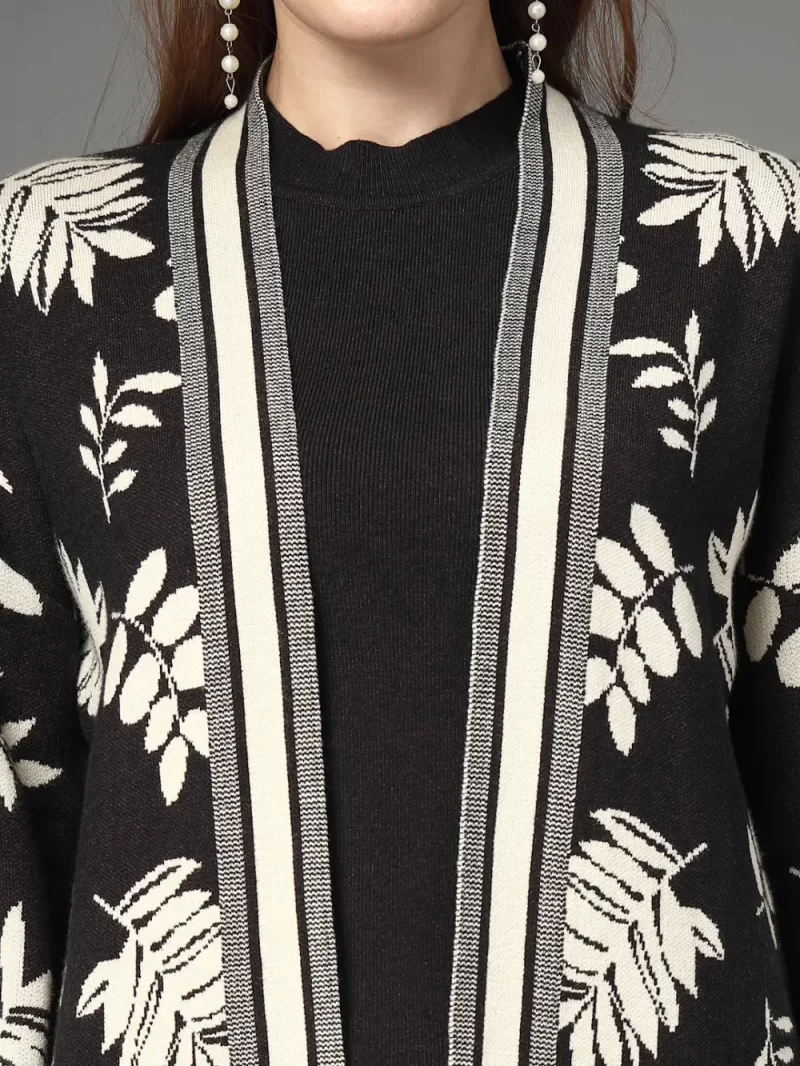 Women Round Neck Long Sleeves Top Shrug With Trousers