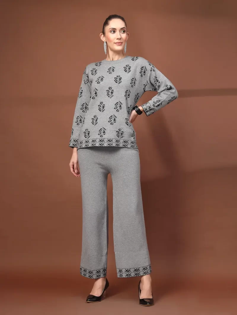 Womenco-Ord Set With Black Ethnic Motifs And Embroidered Borders