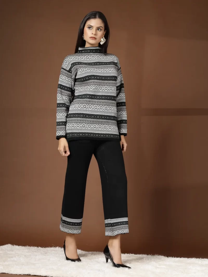 Green Luxe Winter Coord Set - Set Of Top And Pants