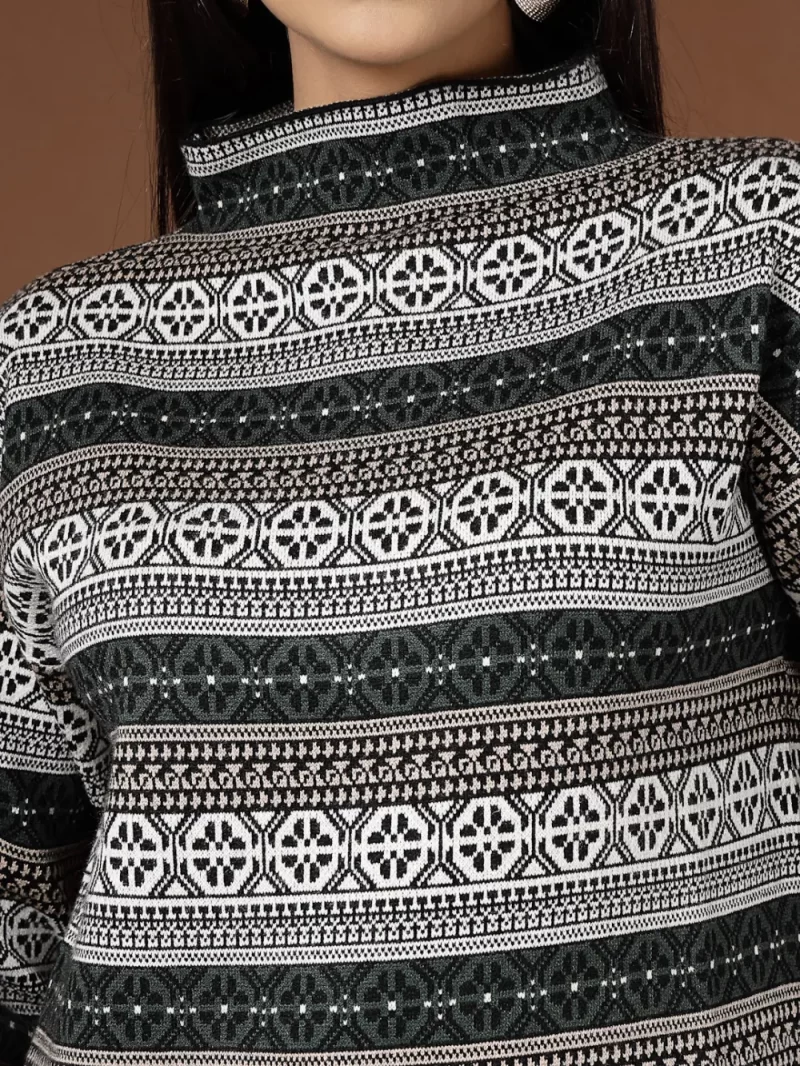 Green Luxe Winter Coord Set - Set Of Top And Pants