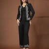 Women Embroidered Jacket Open Neck Pant Set