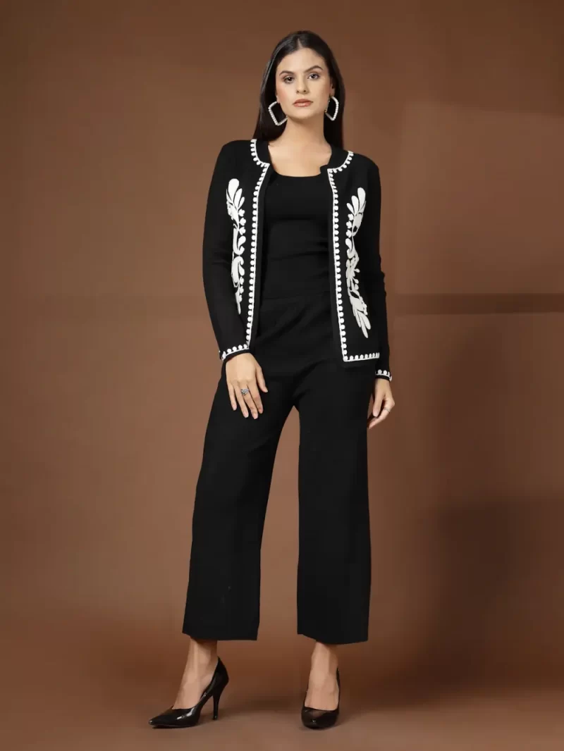 Women Embroidered Jacket With Pant Set