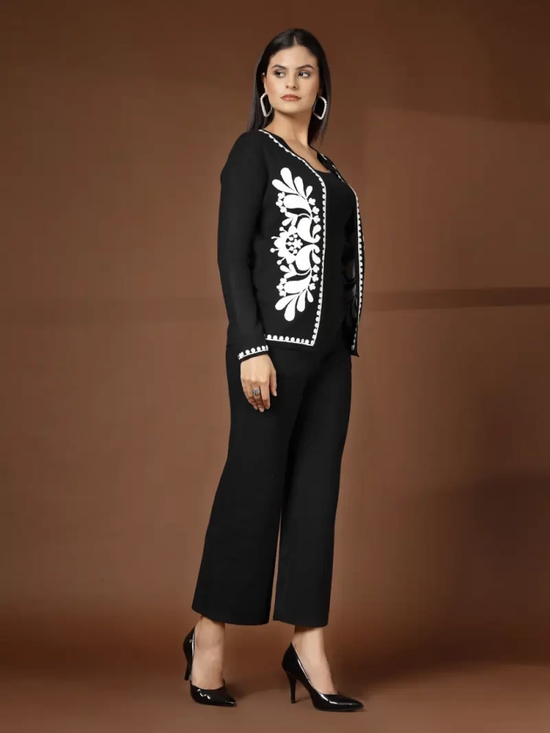 Women Embroidered Jacket With Pant Set