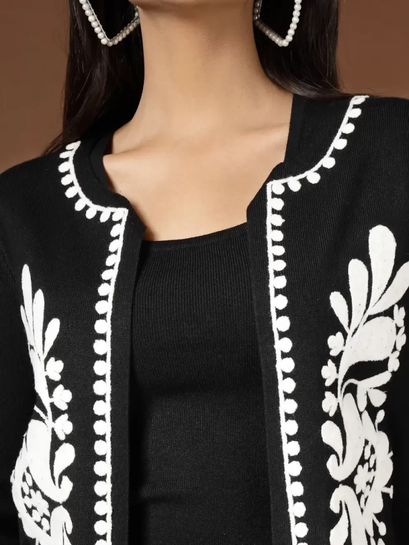 Women Embroidered Jacket With Pant Set