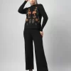 Women Embroidered Woollen Cardigan With Pant Set