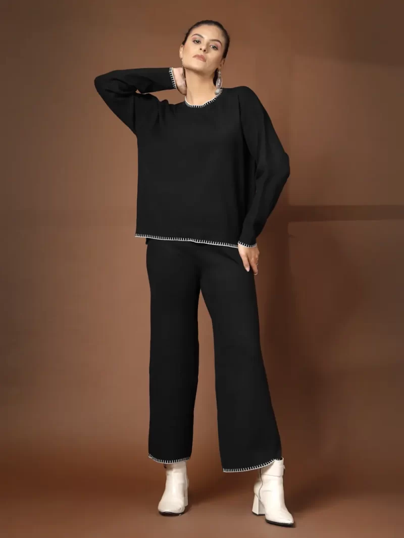 Women Solid Round Neck Co-Ords Set