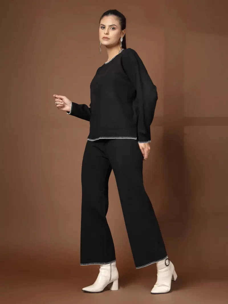 Women Solid Round Neck Co-Ords Set