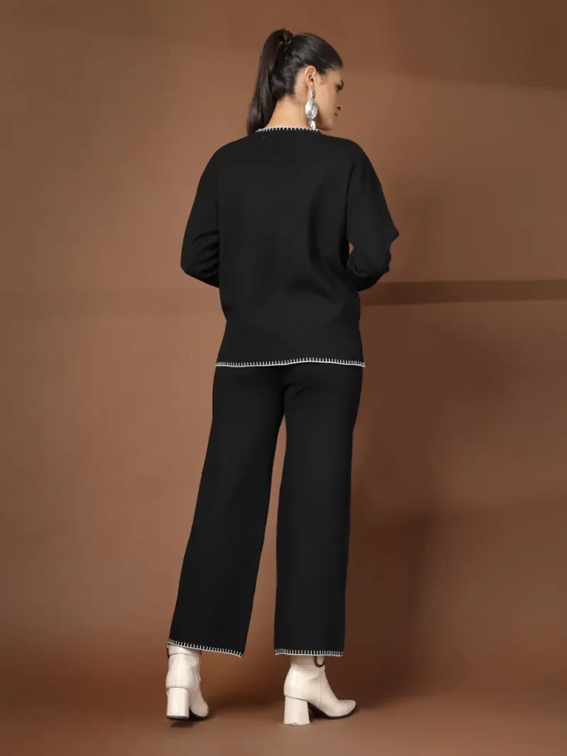 Women Solid Round Neck Co-Ords Set