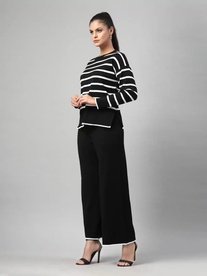 Women Striped Round Neck Co-Ords Set