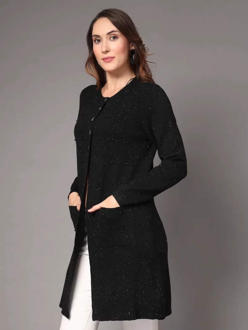 Women Button Closure Pure Acrylic Shrug