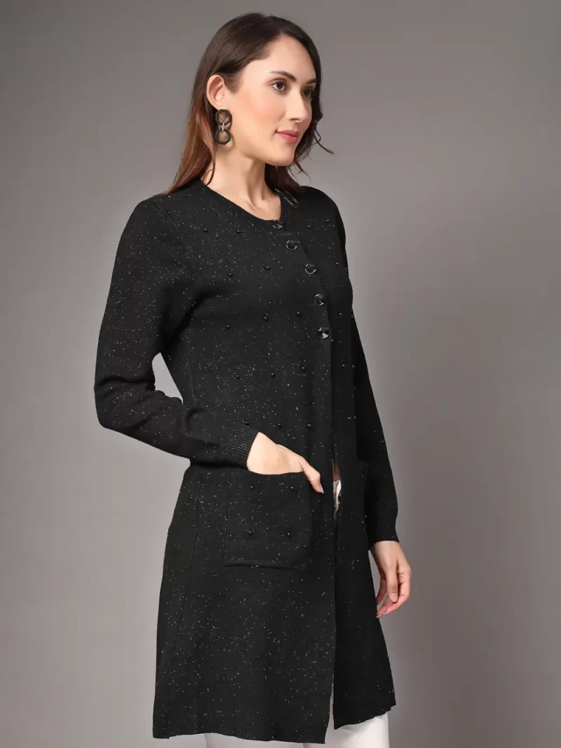 Women Button Closure Pure Acrylic Shrug