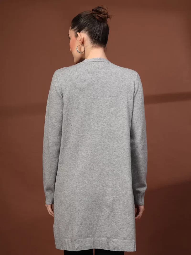 Women Self Design Open Front Longline Shrug