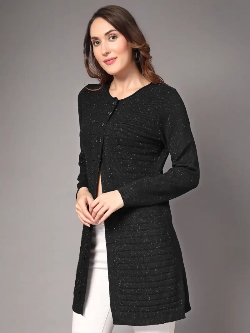 Women Cable Knit Embellished Shrug