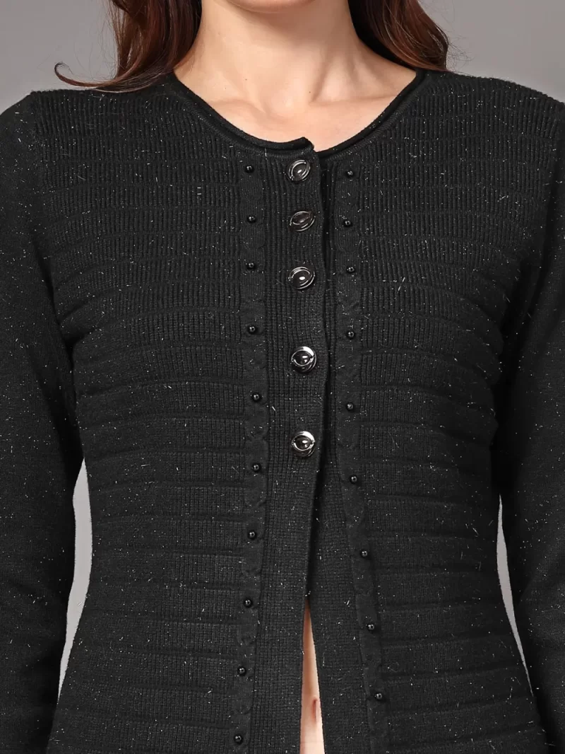 Women Cable Knit Embellished Shrug
