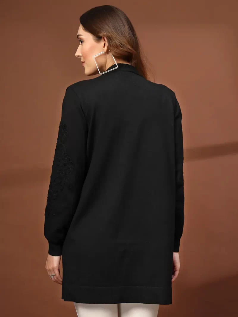 Women Longline Front Open Embellished Shrug