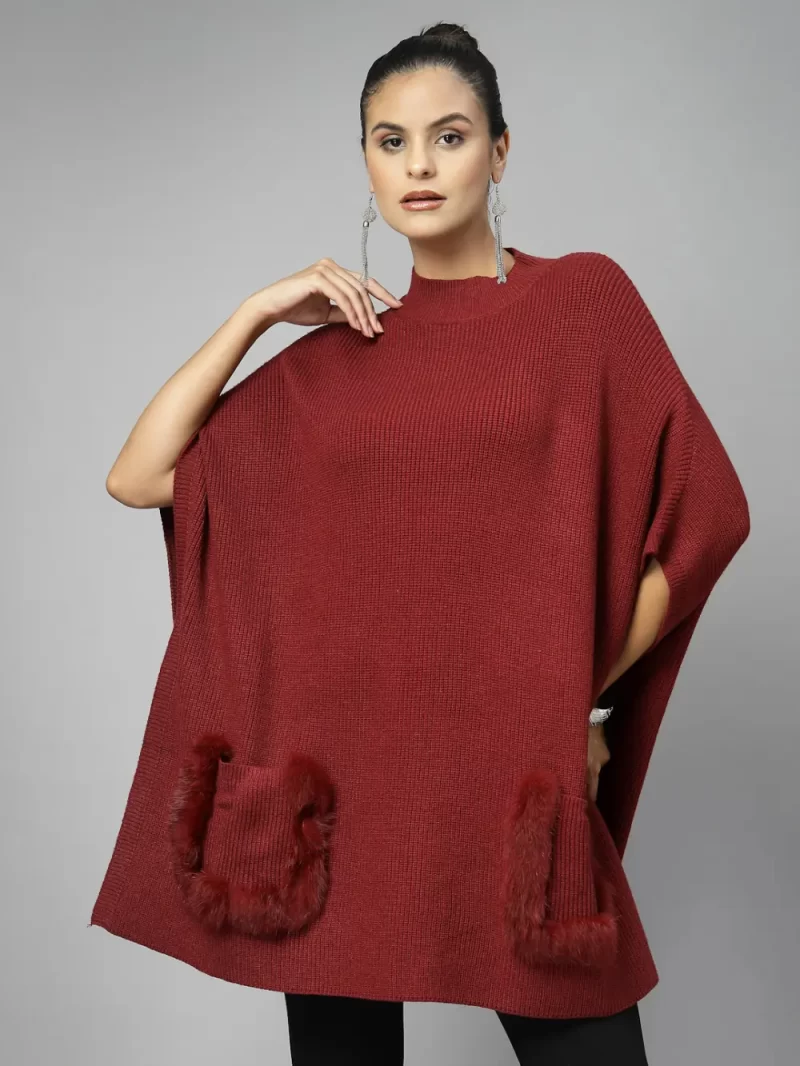 V-Neck Longline Poncho