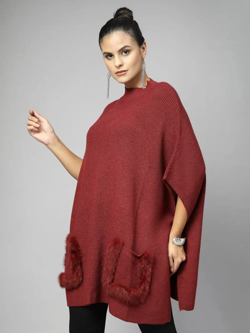 V-Neck Longline Poncho