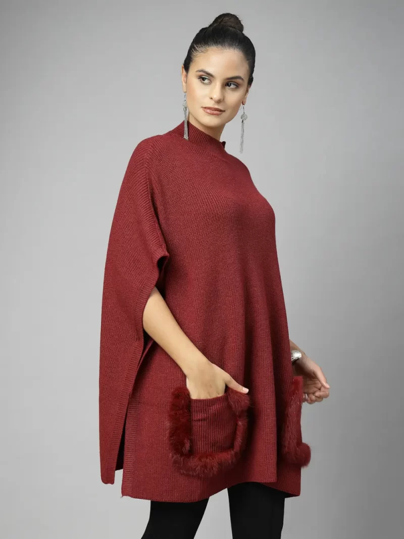 V-Neck Longline Poncho