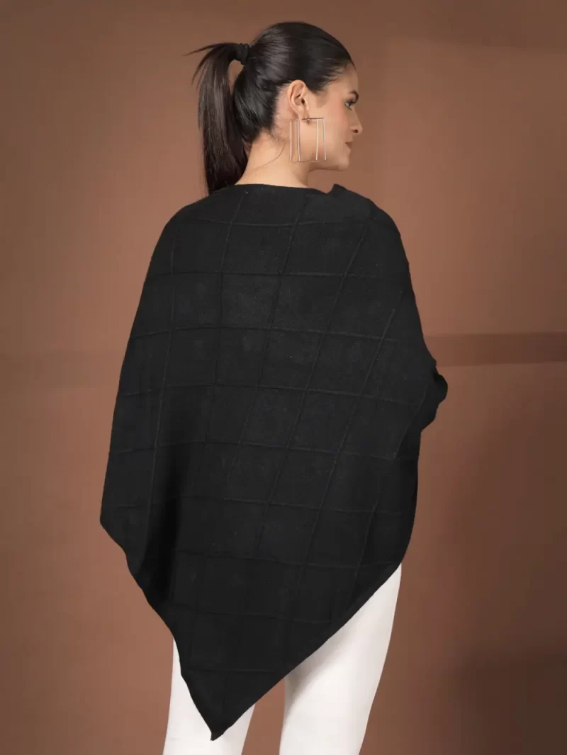 Women Boat Neck Asymmetric Poncho