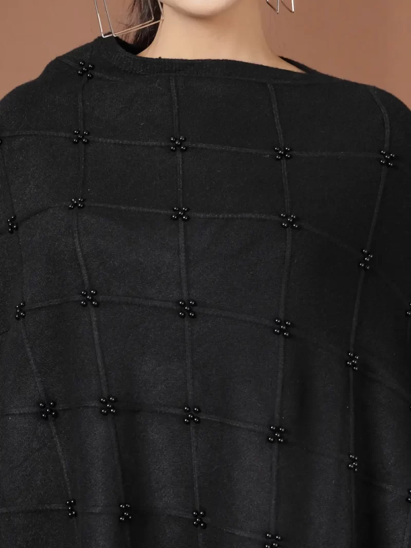 Women Boat Neck Asymmetric Poncho