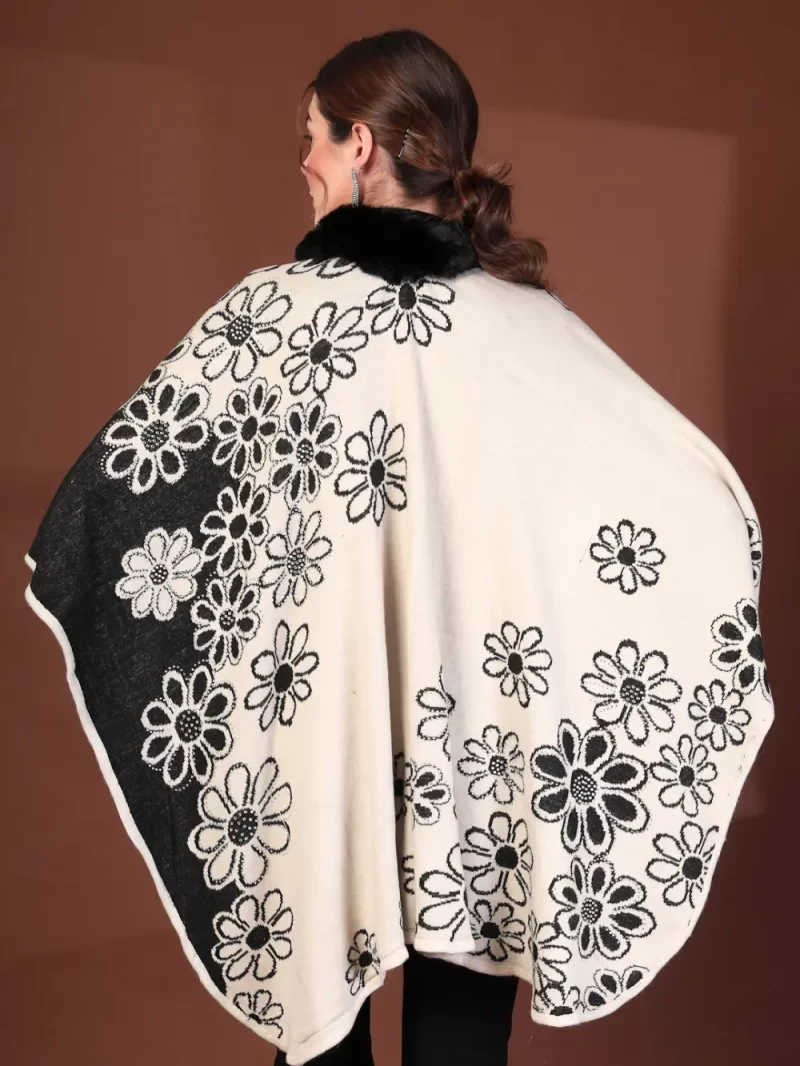 Women'S Winter Floral Printed Poncho