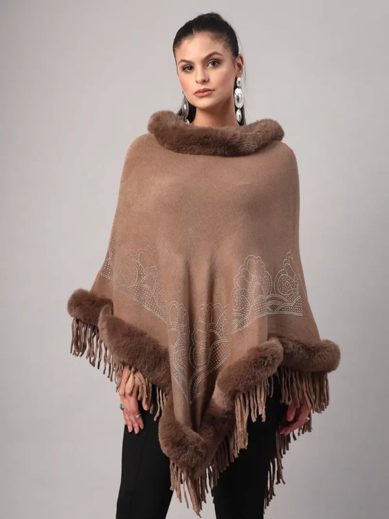 Women'S Winter Embellished Poncho