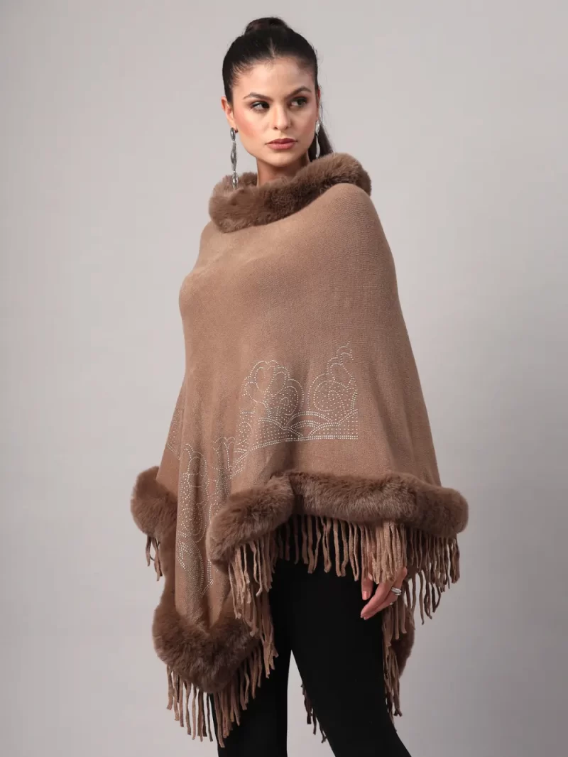 Women'S Winter Embellished Poncho