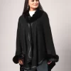Women'S Winter Fur Trim Poncho