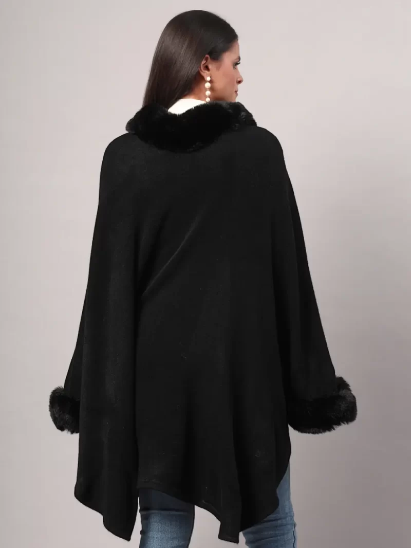 Women'S Winter Fur Trim Poncho