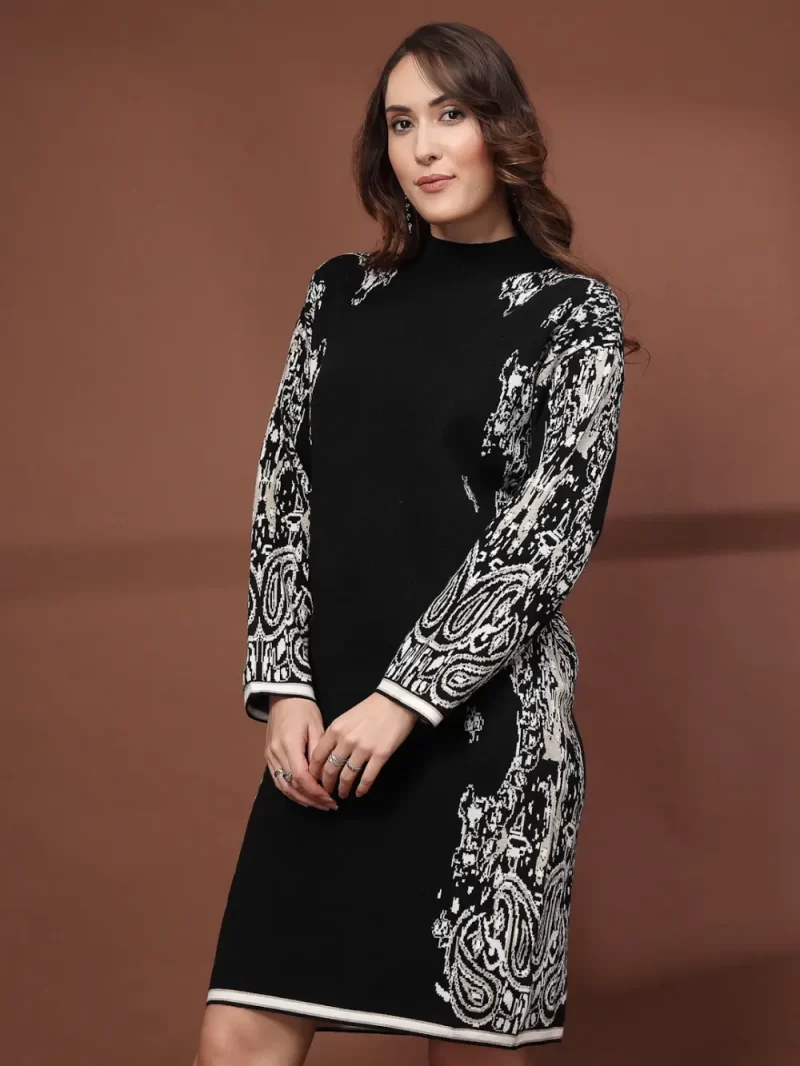 Women Printed High Neck Dress