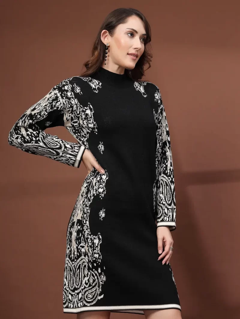 Women Printed High Neck Dress